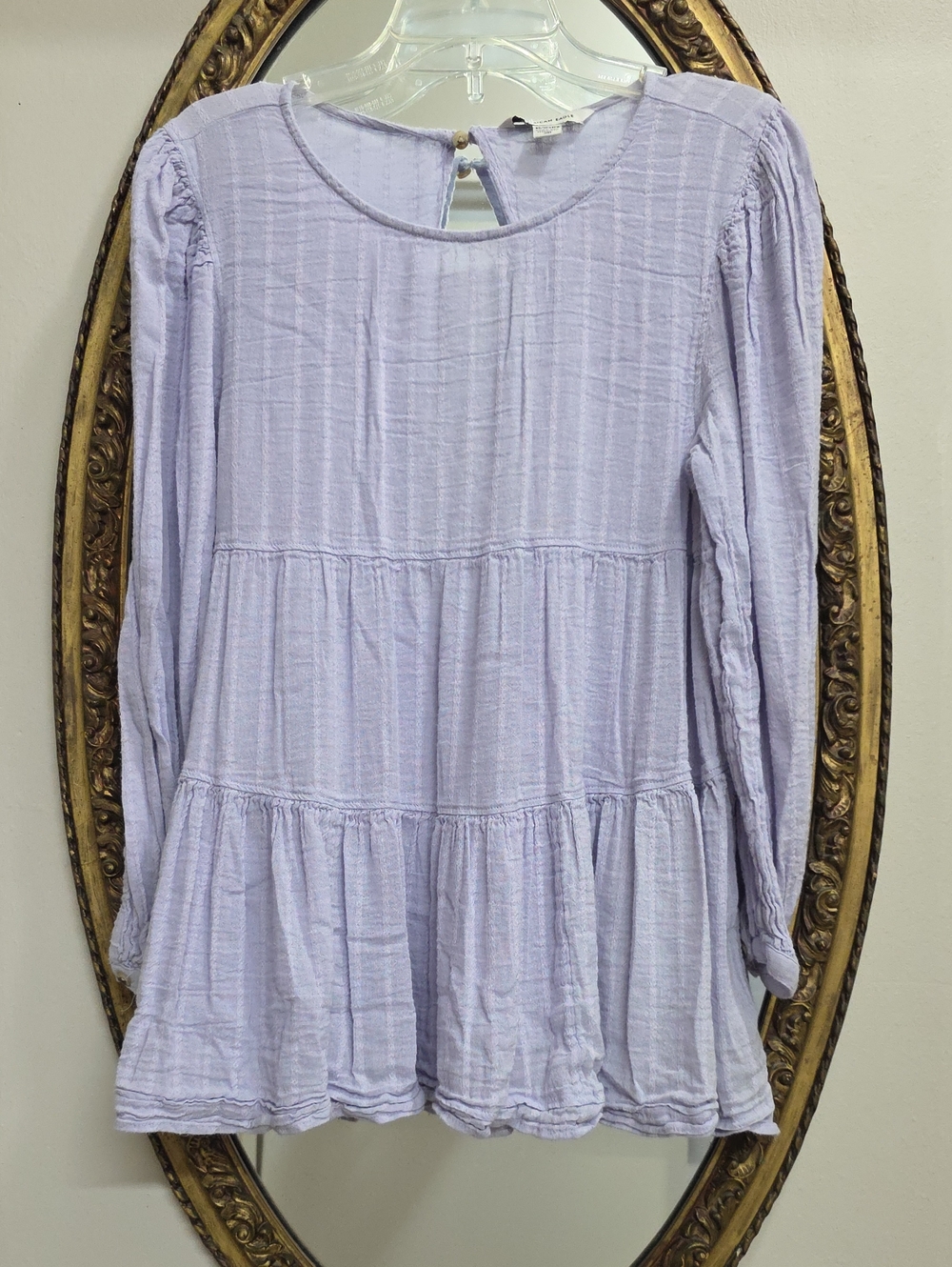 American Eagle Outfitters Lavender Tiered Long-Sleeve Top Size XS W/ Open Back